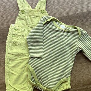 The Children's Place 3m-6m Flannel Lined Corduroy Overalls & Long-Sleeve Onesie